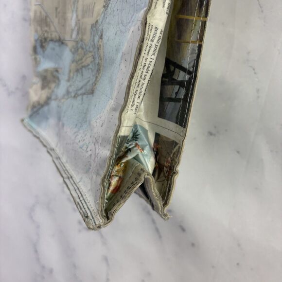 Couture Planet Nantucket Map Recycled Newspaper Tote Bag Purse Lucite Handle - Picture 8 of 14